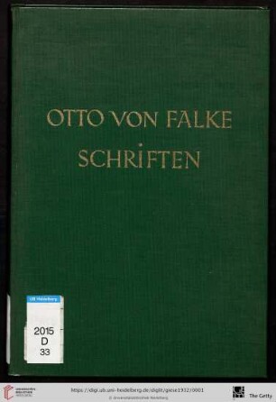 Otto von Falke - Verzeichnis seiner Schriften
