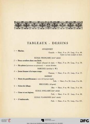 Tableaux - Dessins (Nr. 1-44)
