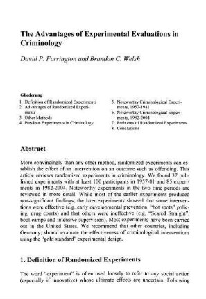 19-44, The Advantages of Experimental Evaluations in Criminology