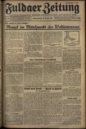Erste Ausgabe vom Samstag, den 28. September 1935.