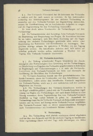 Das Arbeits-Programm des Verbandes