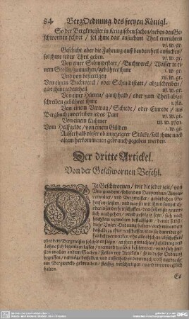 Der dritte Artickel. Von der Geschwornen Befehl.
