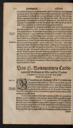 Von S. Bonaventura Cardinalen und Bischoven zu Alba ...