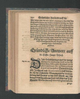Gründliche Antwort auff die Eilffte Haupt Ursach.
