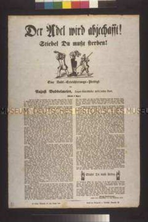 Satirisches Flugblatt: Der Adel wird abjeschafft (Aujust Buddelmeyer); undatiert