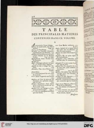 Table des principales matières contenues dans ce volume