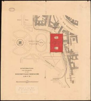 Reichstag, Berlin Zweiter Wettbewerb: Lageplan 1:1000