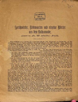 Sprichwörter, Redensarten und einzelne Wörter aus dem Volksmunde, gesammelt von Fr. W. Pfeiffer