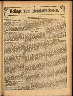 Zweite Ausgabe vom Sonntag, den 07. Mai 1911.