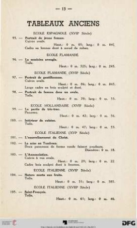 Tableaux anciens (Nr. 95-125)