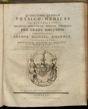 Qvaestiones Qvasdam Physico-Medicas