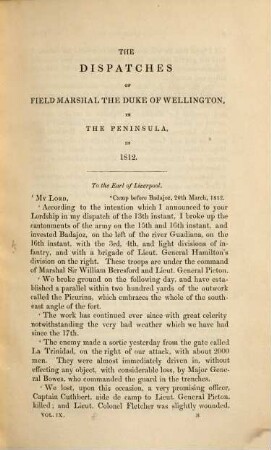 The dispatches of Field Marshal the Duke of Wellington, K. G. during his various campaigns in India, Denmark, Portugal, Spain, the Low Countries and France from 1799 to 1818, 9