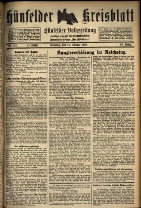 Erste Ausgabe vom Samstag, den 18. Oktober 1930.