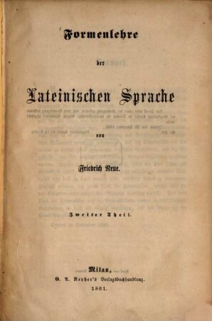 Formenlehre der Lateinischen Sprache, 2