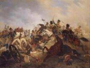 Österreichische Ulanen attackieren die Kaisergarde Napoleons in der Schlacht bei Aspern vom 21. bis 22. Mai 1809