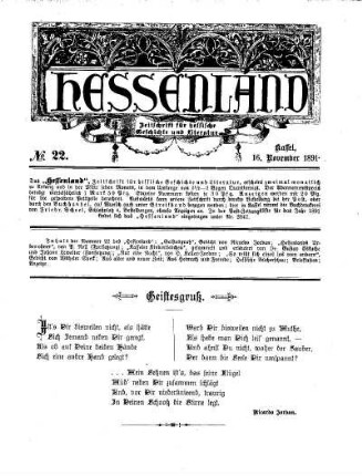 No. 22, 16. November 1891