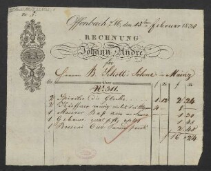 Rechnung von Johann André
