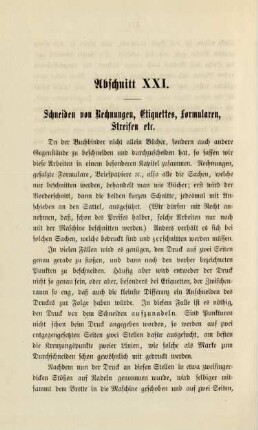 Abschnitt XXI. Schneiden von Rechnungen, Etiquettes, Formularen, Streifen etc.