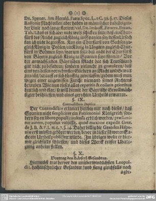 §. X. Vortrag des Käyserl. Gesandten