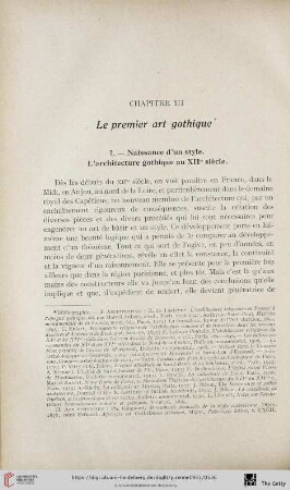 Chapitre III: Le premier art gothique