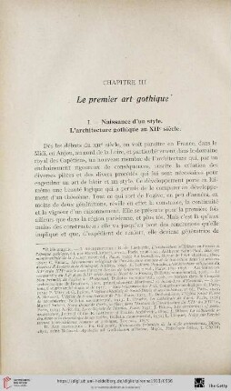 Chapitre III: Le premier art gothique