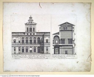Rom, Palazzo del Quirinale, Innenhof, Aufriss; Schnitt - Rom, Loggie nella Testa del Cortile del Palazzo Pontificio a Monte Cavallo (...) und Spaccato del Palazzo (...)