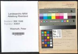Entnazifizierung Peter Wasmuth , geb. 28.02.1896 (Lehrer)