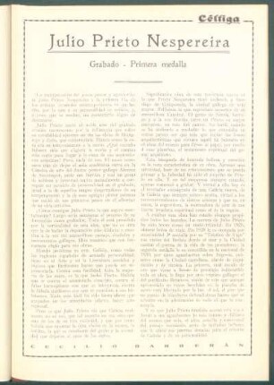 Julio Prieto Nespereira : Grabado - Primera medalla