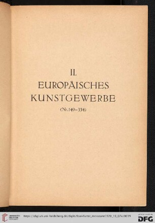 Europäisches Kunstgewerbe (Nr. 149-334)