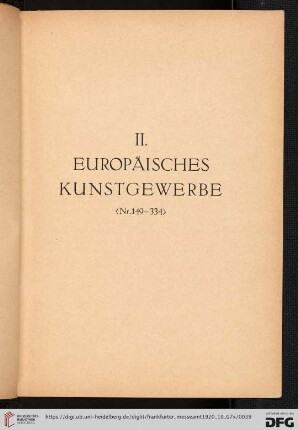 Europäisches Kunstgewerbe (Nr. 149-334)