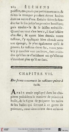 Chap. VII. : Des secrets concernant les tableaux peints à huile