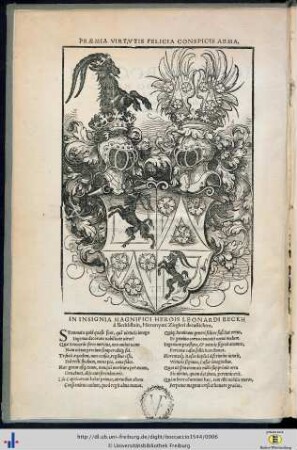 Verae nobilitatis dotibus ornatissimo viro Leonardo Beckh à Beckhstain …