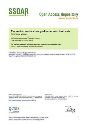 Evaluation and accuracy of economic forecasts