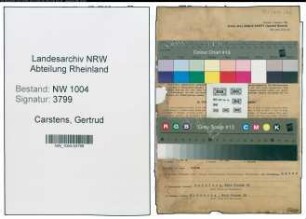 Entnazifizierung Gertrud Carstens , geb. 09.04.1922 (Krankenschw.)