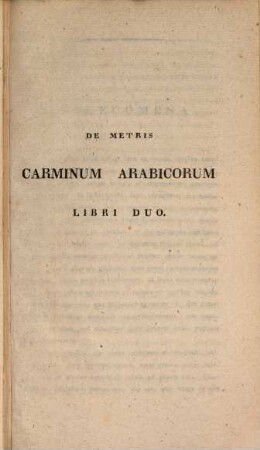 De metris Carminum Arabicorum