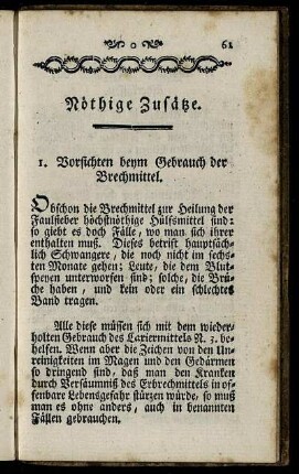 Nöthige Zusätze.