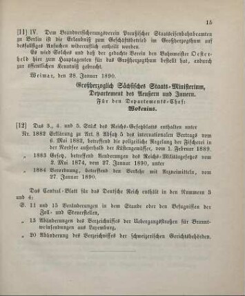 11. Ministerial-Bekanntmachung, die Ertheilung der Erlaubniß zum Geschäftsbetrieb im Großherzogthum an den Brandversicherungsverein Preußischer Staatseisenbahnbeamten zu Berlin betreffend