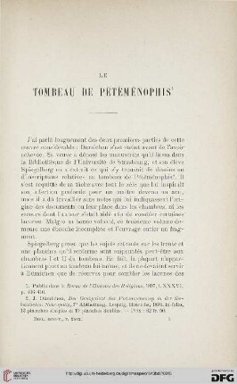 Le tombeau de Pétéménophis