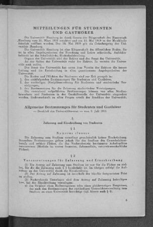 Mitteilungen für Studenten und Gasthörer