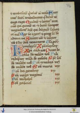 [76r - 81r] Allerheiligenlitanei mit Orationen.