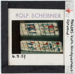 Angers: Kathedrale, Glasfenster, Nordquerhaus, Ostwand, aufgenommen 6.9.1957