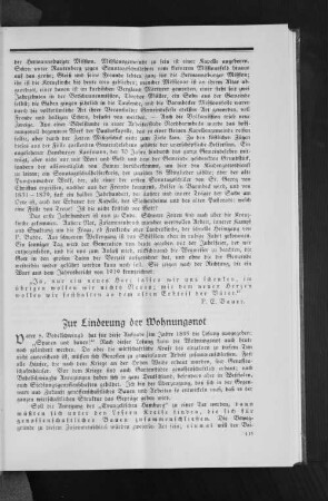 Zur Linderung der Wohnungsnot