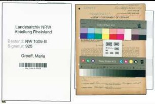 Entnazifizierung Maria De Greeff , geb. 19.06.1911 (Geschaeftsfuehrerin)