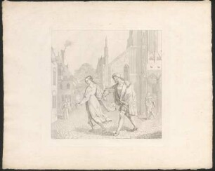 Scene am Ausgang der Kirche. Faust bietet Gretchen den Arm