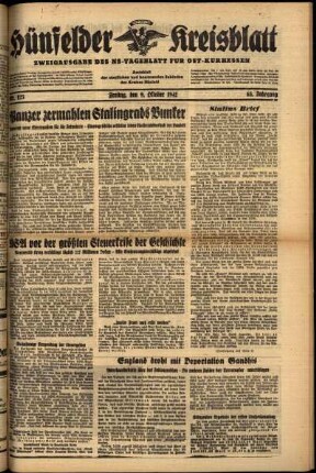 Ausgabe vom Freitag, den 09. Oktober 1942.