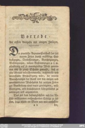 Vorrede der ersten Ausgabe mit einigen Zusätzen.