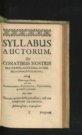 Syllabus Auctorum