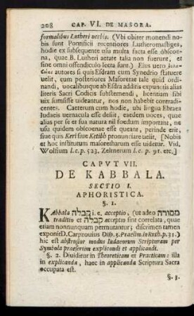 Capvt VII. De Kabbala