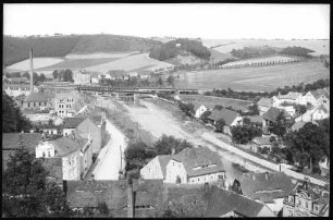Nossen. Blick auf Nossen mit Mulde und Brücke