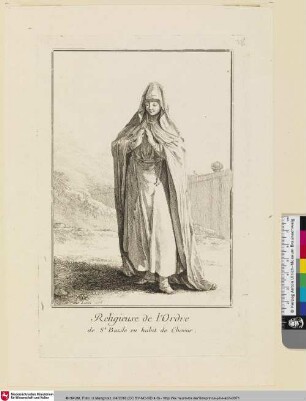 Religieuse de l'Ordre de St Bazile en habit de Choeur [Religiöse vom Orden des Hl. Basilius in Chorkleidung]